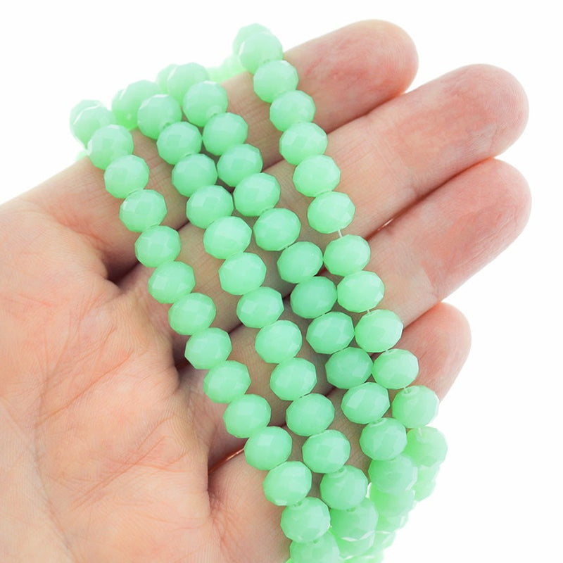 Faceted Glass Beads - 8mm x 6mm - Solid Colors - 1 Strand 64 Beads - Choose Your Color!