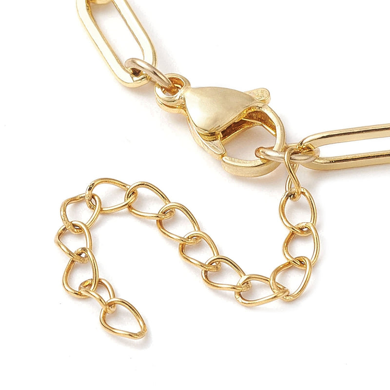 Paperclip Chain Bracelet Connector - Gold Plated Brass - 6.25" - N826