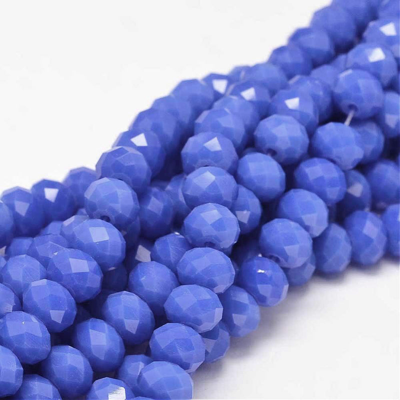 Faceted Glass Beads - 8mm x 6mm - Solid Colors - 1 Strand 64 Beads - Choose Your Color!