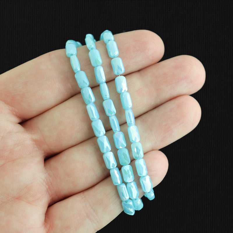 Faceted Rectangle Glass Beads - 7mm x 4mm - Electroplated - 1 Strand 80 Beads - Choose Your Color!