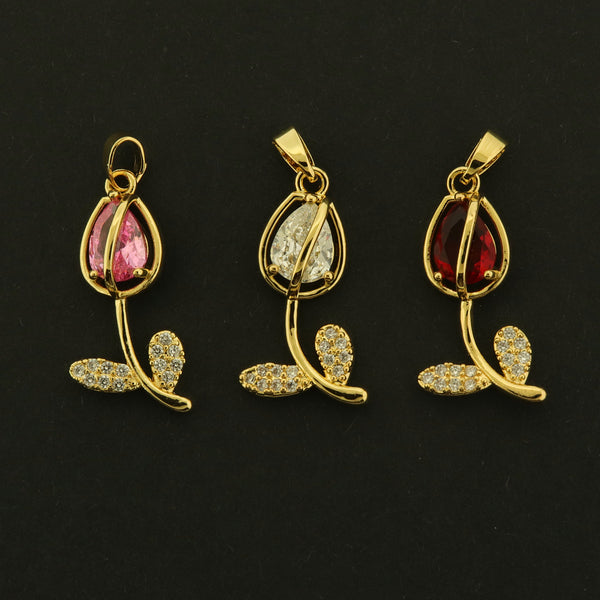 18k Rose Charms - Flower Pendants - Choose Your Color - 18k Gold Plated