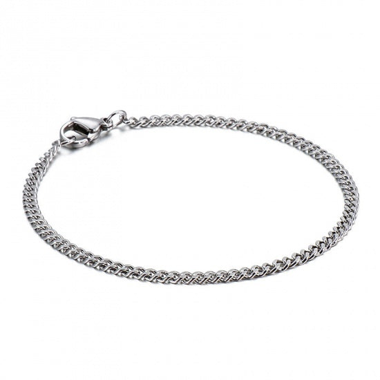 Stainless Steel Curb Chain Bracelet 7.75" - 1 Bracelet - N095