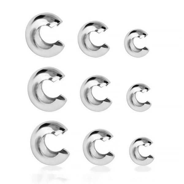 4mm Stainless Steel Crimp Bead Covers - Half Round Knot Covers - 20 Pieces - FD1007