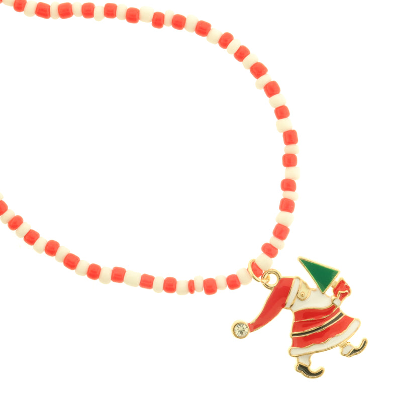 Christmas Seed Bead Choker Necklace - 16" + 2" - Choose Your Charm!