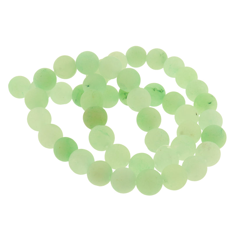 Perles rondes en jade naturel 8 mm - Turquoise givrée - 1 rang 46 perles - BD1337