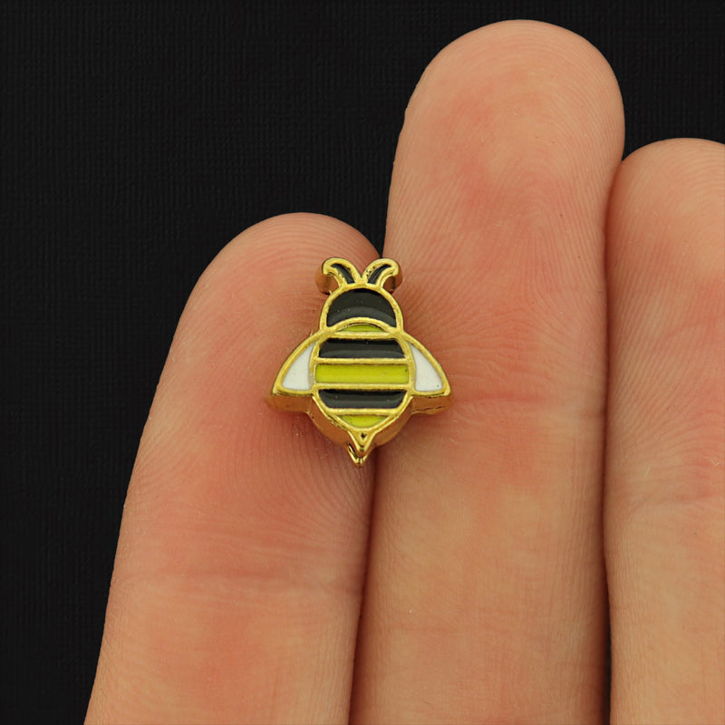 Bee Spacer Bead 12.5mm x 11mm x 4mm - 18k Gold Plated - 2 Beads - BD199