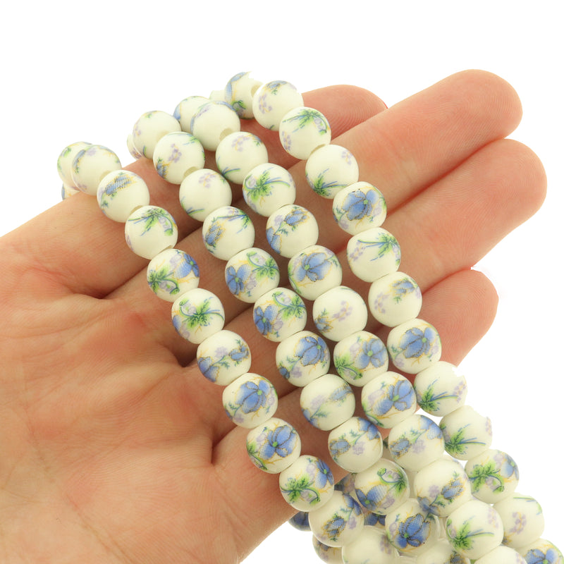 Round Ceramic Beads 8mm - Choose Your Color! 1 Strand 40 Beads