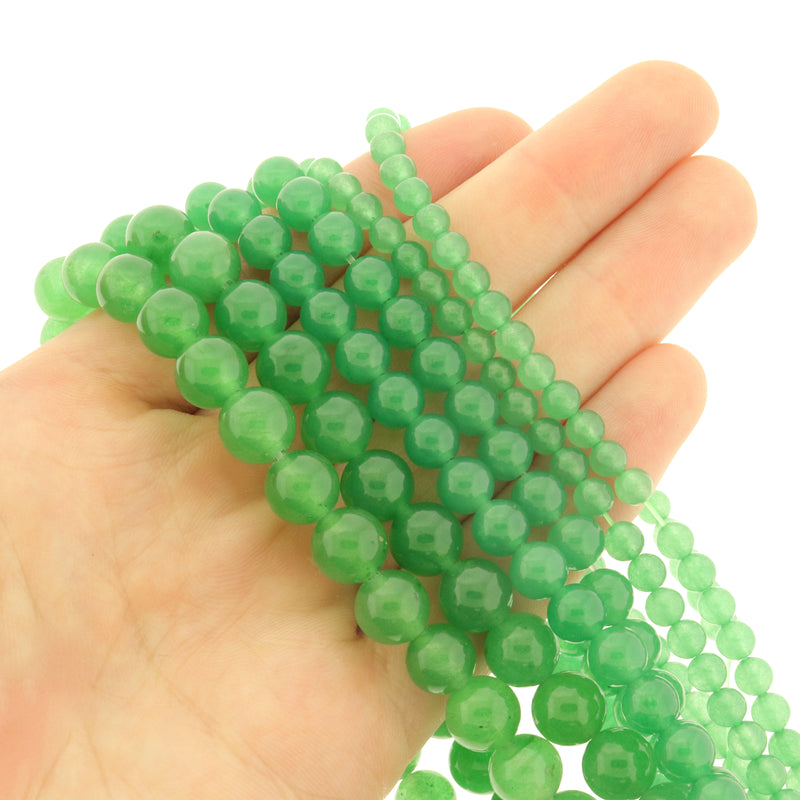 Round Natural Aventurine Beads 4mm -8mm - Choose Your Size - Polished Sea Green - 1 Full 15.5" Strand - BD3001