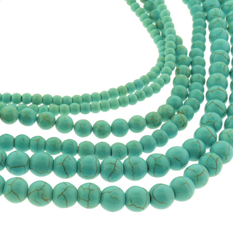 Round Natural Turquoise Beads 4mm - 8mm - Choose Your Size - Blue - 1 Full 15.5" Strand - BD3002