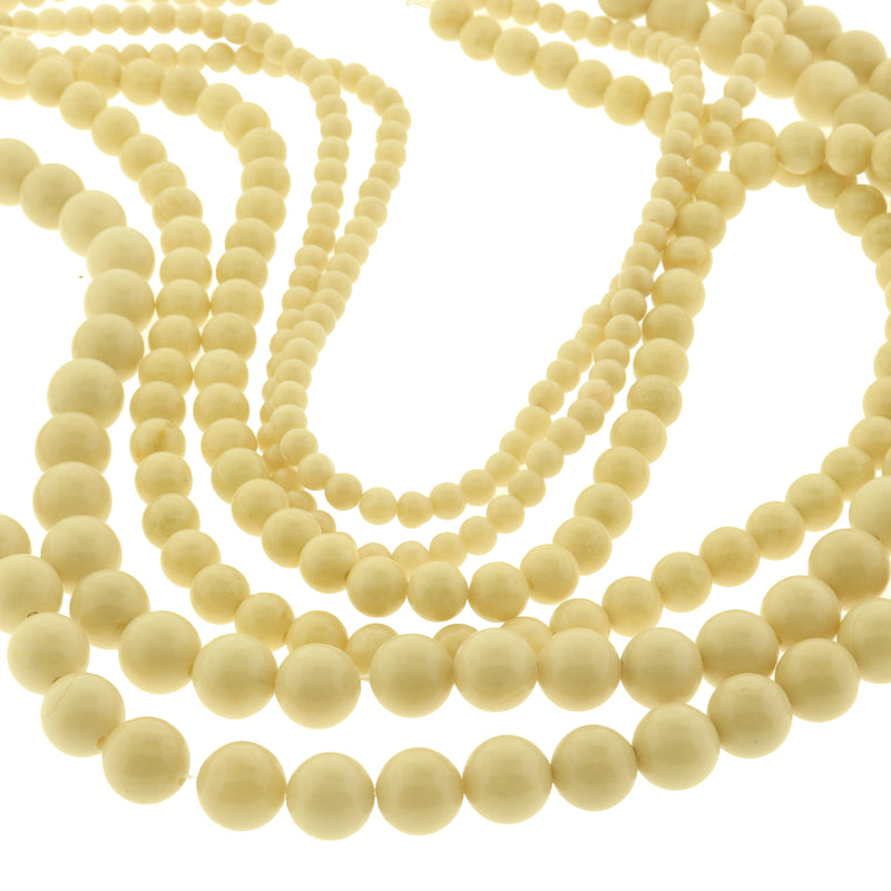 Round Natural River Fossil Beads 4mm - 8mm - Choose Your Size - Pale Ivory - 1 Full 15.5" Strand - BD3007