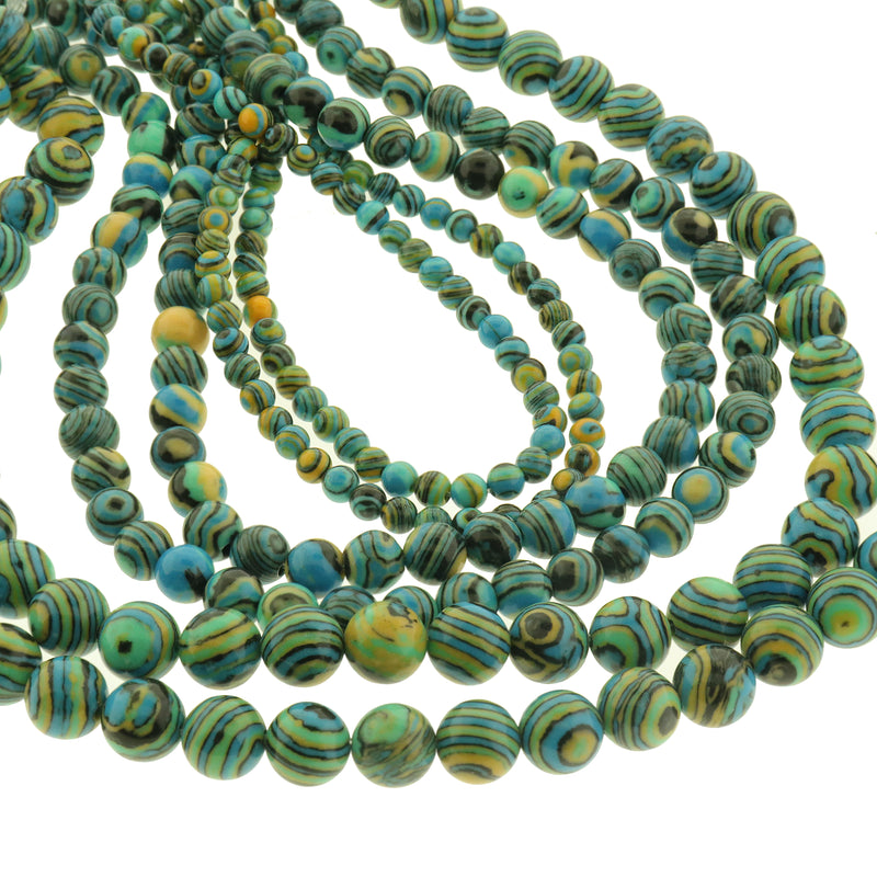 Round Natural Lace Malachite Beads 4mm -8mm - Choose Your Size - Ivory - 1 Full 15.5" Strand - BD3013