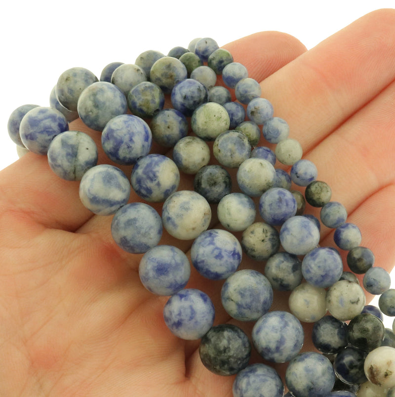 Round Natural Lapis Lazuli Beads 4mm - 8mm - Choose Your Size - Dyed Denim - 1 Full 15.5" Strand - BD3024