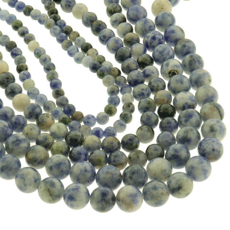 Round Natural Lapis Lazuli Beads 4mm - 8mm - Choose Your Size - Dyed Denim - 1 Full 15.5" Strand - BD3024