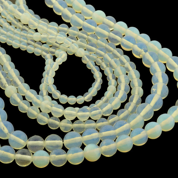 Round Moonstone Beads 4mm - 8mm - Choose Your Size - Electroplated White - 1 Full 15.5" Strand - BD3033