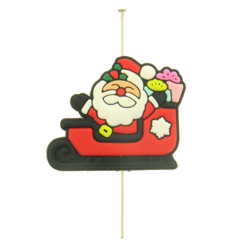 2 Santa Claus Silicone Focal Beads - Christmas Bead - BDS138