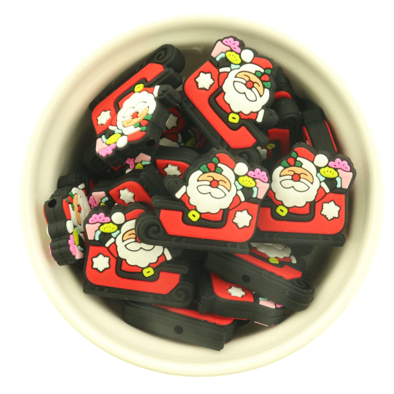 2 Santa Claus Silicone Focal Beads - Christmas Bead - BDS138