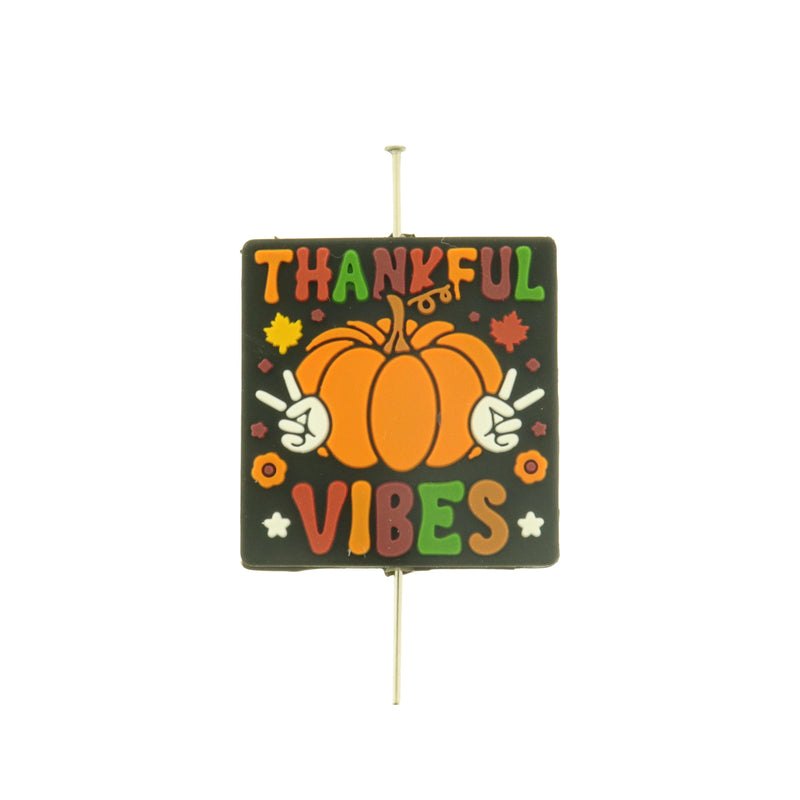 2 Thankful Vibes Silicone Focal Beads - Fall Bead - BDS137