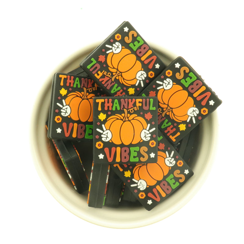 2 Thankful Vibes Silicone Focal Beads - Fall Bead - BDS137