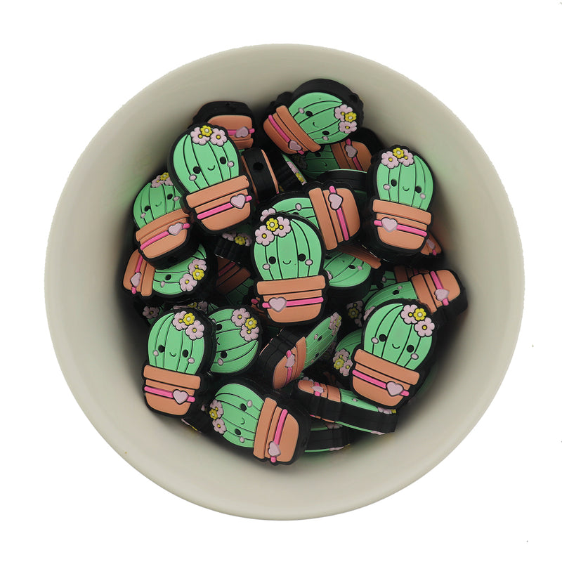 Cactus Silicone Focal Beads - Green Tones - 5 Beads - Choose Your Color