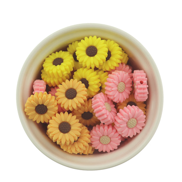 Flower Silicone Focal Beads - Daisy - 5 Beads - Choose Your Color