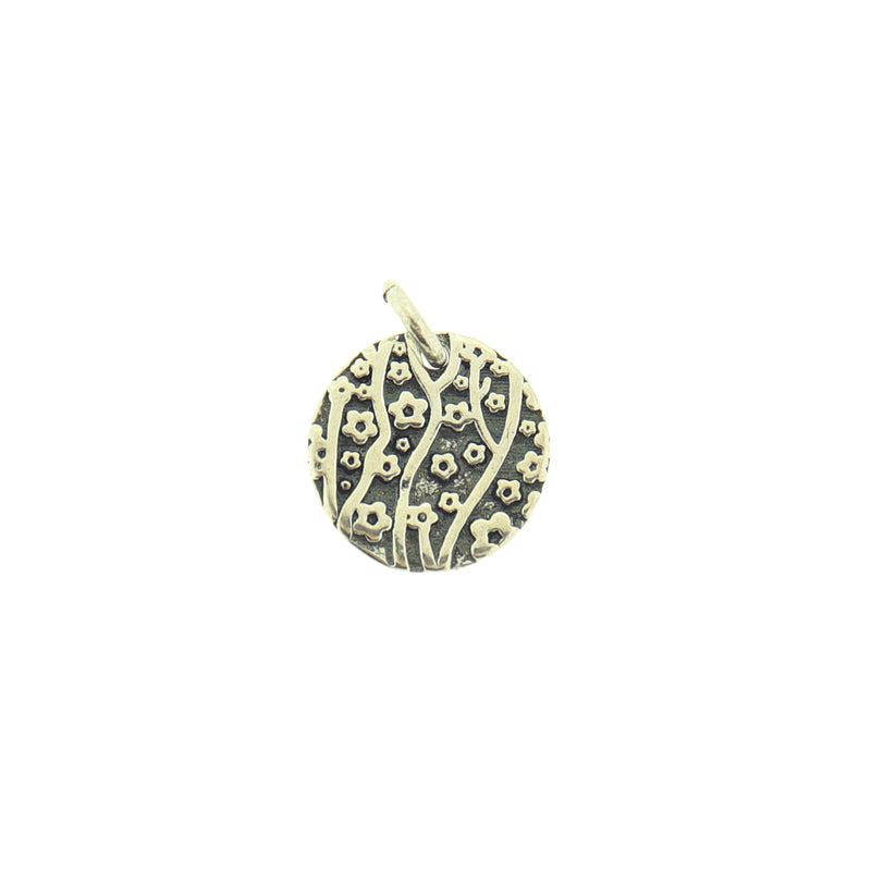 2 Floral Pendant Silver Tone Brass Charms - BR037