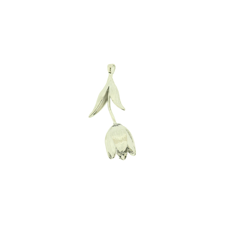 Tulip Silver Tone Brass Charm 3D - BR038