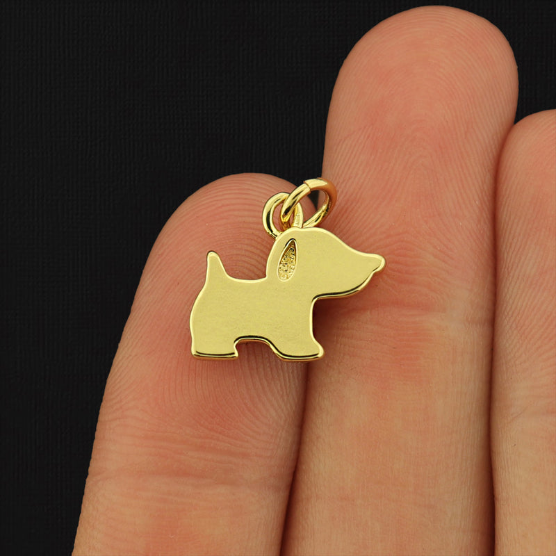 Puppy Gold Tone Enamel Brass Charm - Choose Your Color