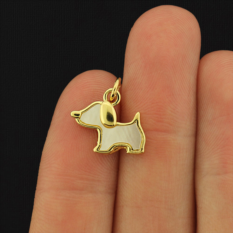 Puppy Gold Tone Enamel Brass Charm - Choose Your Color