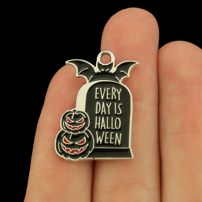 4 Halloween Enamel Charms - Every Day is Halloween - E1625