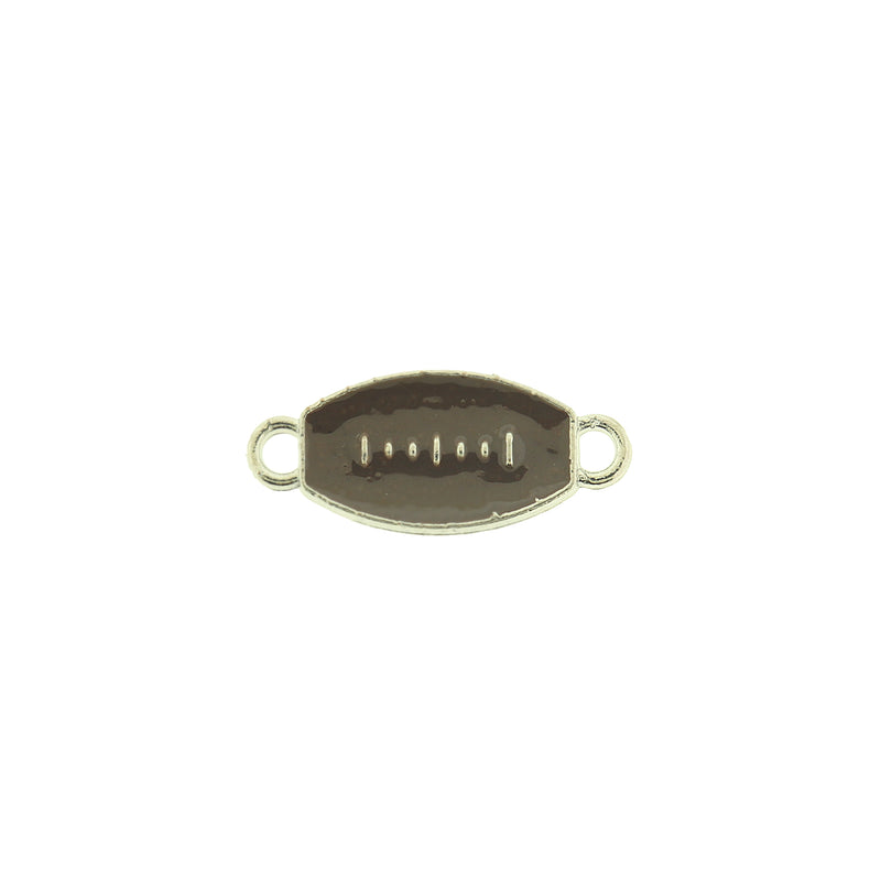 2 Football Silver Tone Enamel Connector Charms - E581