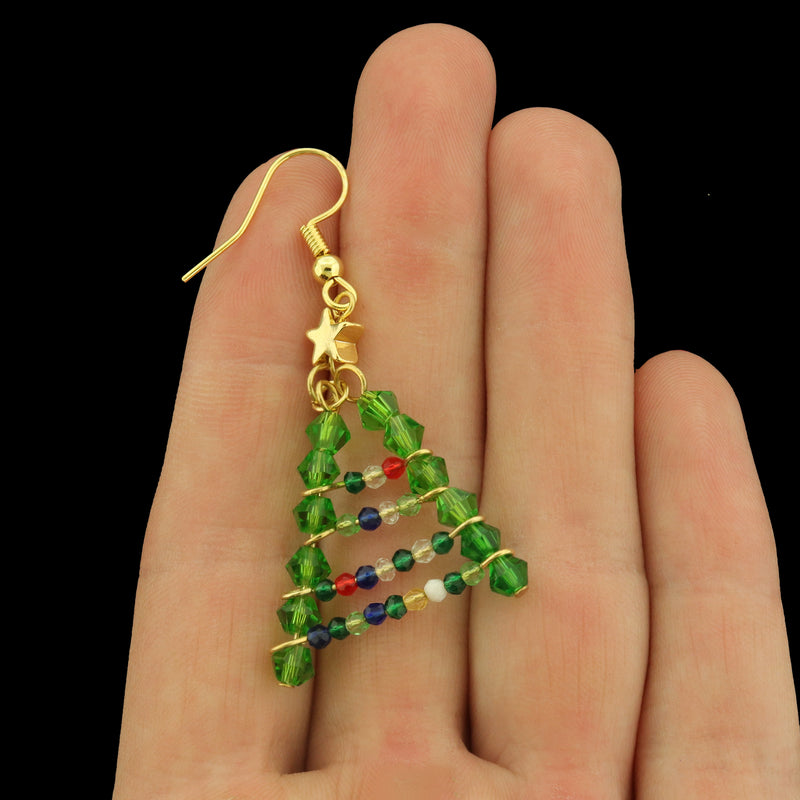 Christmas Tree Earrings - 1 Pair - Super Eye Catching! - ER1028