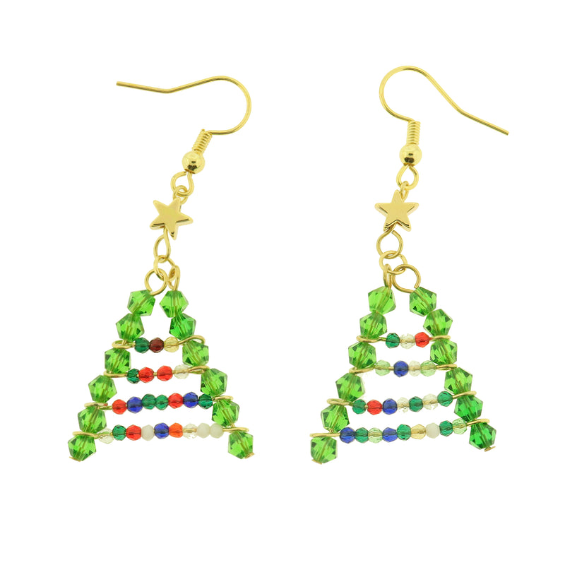 Christmas Tree Earrings - 1 Pair - Super Eye Catching! - ER1028