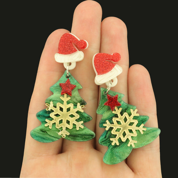 Christmas Tree Acrylic Earring Studs - 1 Pair - ER1067