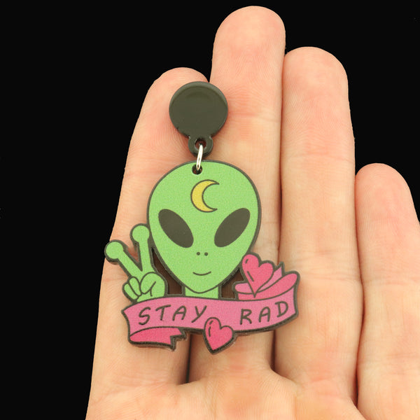 Stay Rad Alien Acrylic Earrings - 1 Pair - ER1068