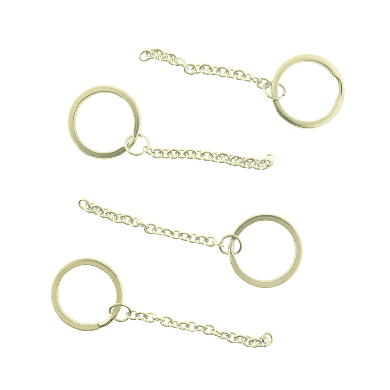 4 Stainless Steel Key Rings with Extender Chains - FD1085