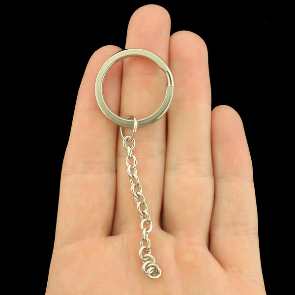 4 Stainless Steel Key Rings with Extender Chains - FD1085