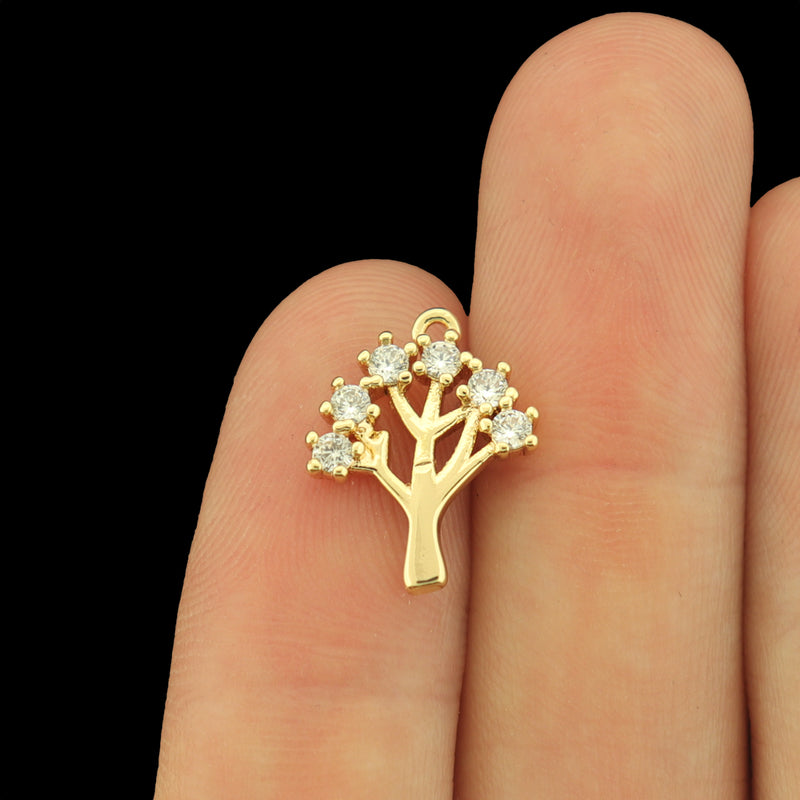 18k Gold Tree Charm - Nature Pendant - 18k Gold Plated - Silver or Gold