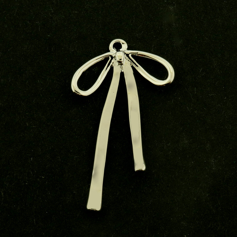 14k Bow Charm - Ribbon Pendant - 14k Gold Plated - Choose Your Tone!