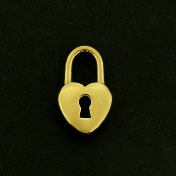 14k Heart Lock Charm - 3D Love Pendant - 14k Gold Plated - GLD1034