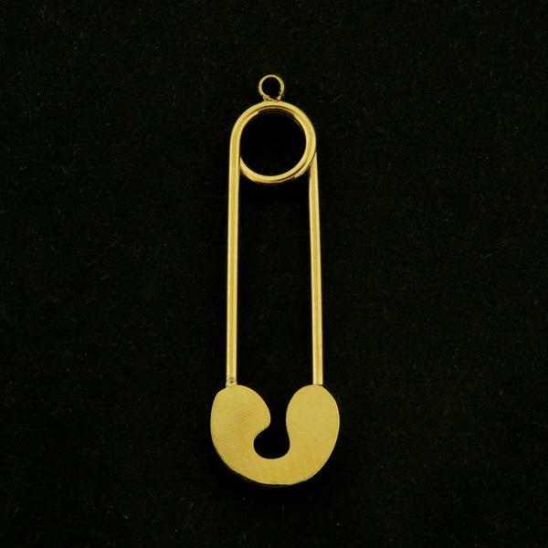 14k Safety Pin Charm - 14k Gold Plated Titanium - GLD1041