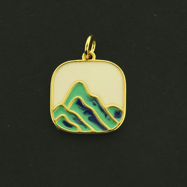 18k Mountain Charm - Adventure Pendant - 18k Gold Plated Brass - GLD1067