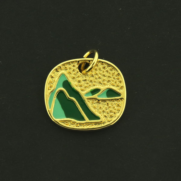 18k Mountain Charm - Adventure Pendant - 18k Gold Plated Brass - GLD1068