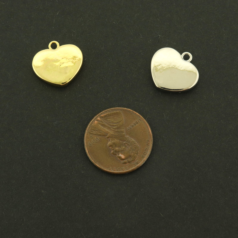 14k Butterfly Heart Charm - Choose Your Tone - Inset Shell Design