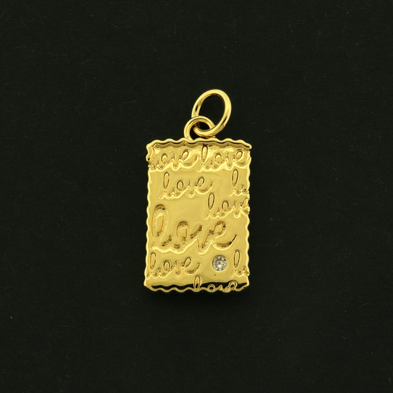 14k Love Charm - 14k Gold Plated with CZs - GLD1174