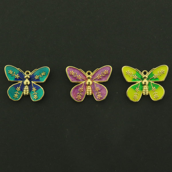 18k Butterfly Charm - Choose Your Color - 18k Gold Plated Brass