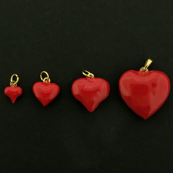 18k Heart Charms - Love Pendant - 18k Gold Plated - Choose Your Size!