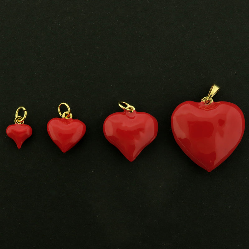 18k Heart Charms - Love Pendant - 18k Gold Plated - Choose Your Size!