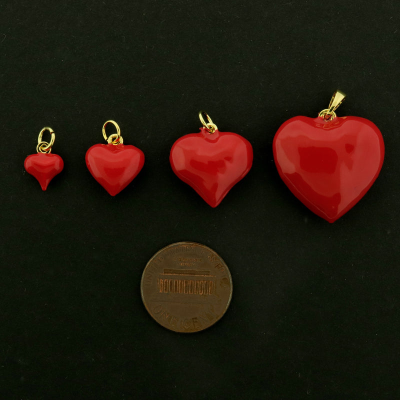 18k Heart Charms - Love Pendant - 18k Gold Plated - Choose Your Size!