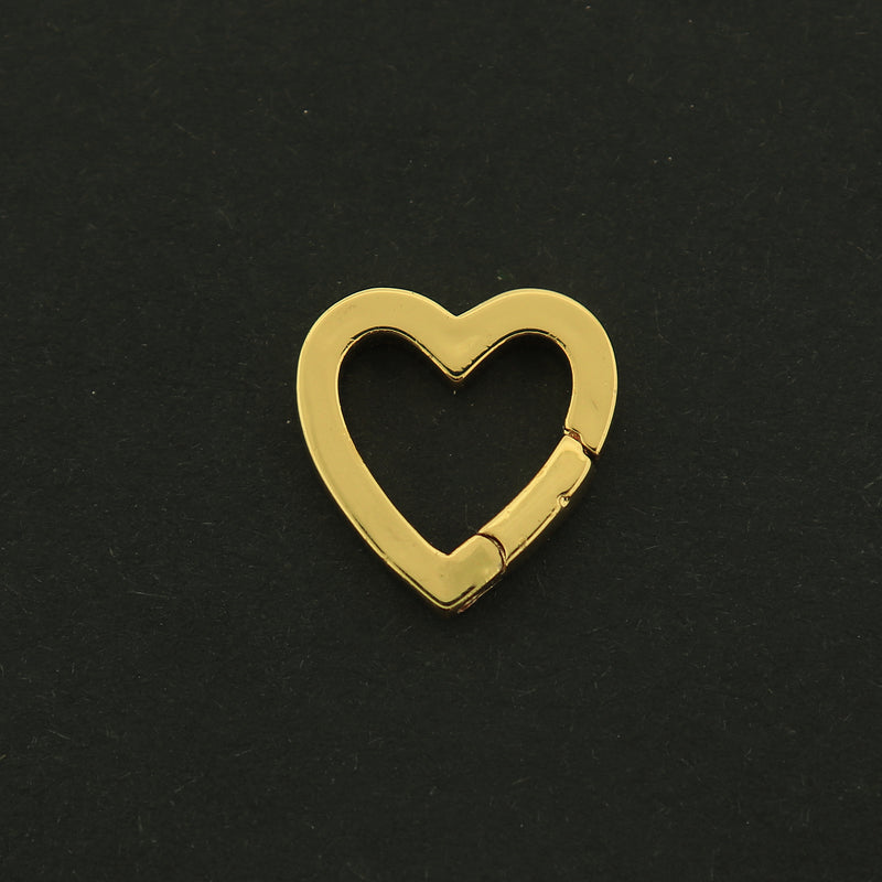 18k Gold Heart Clasp - 18K Gold Plated - 1 Clasp - GLD069