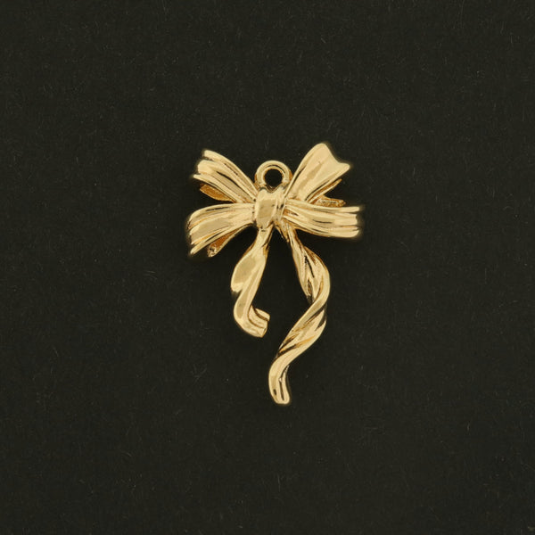 18k Bow Charm - Ribbon Pendant - 18k Gold Plated - GLD761